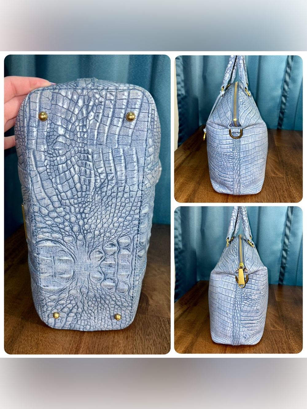 Brahmin EUC Lrg Duxbury & Veronica - Light Denim Tetra - FRONT EYE - Picture 3 of 16
